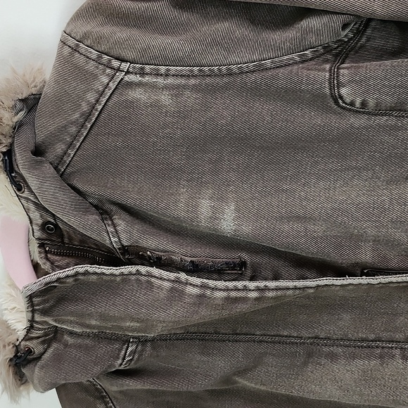 Woolrich utility sherpa lined hooded jacket olive green thrashed distressed smal - Picture 10 of 14